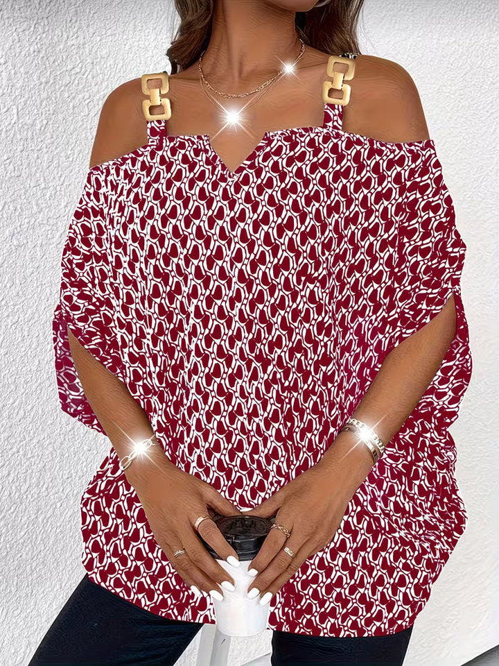Shae - Top Casual Com Estampado e Ombros à Vista