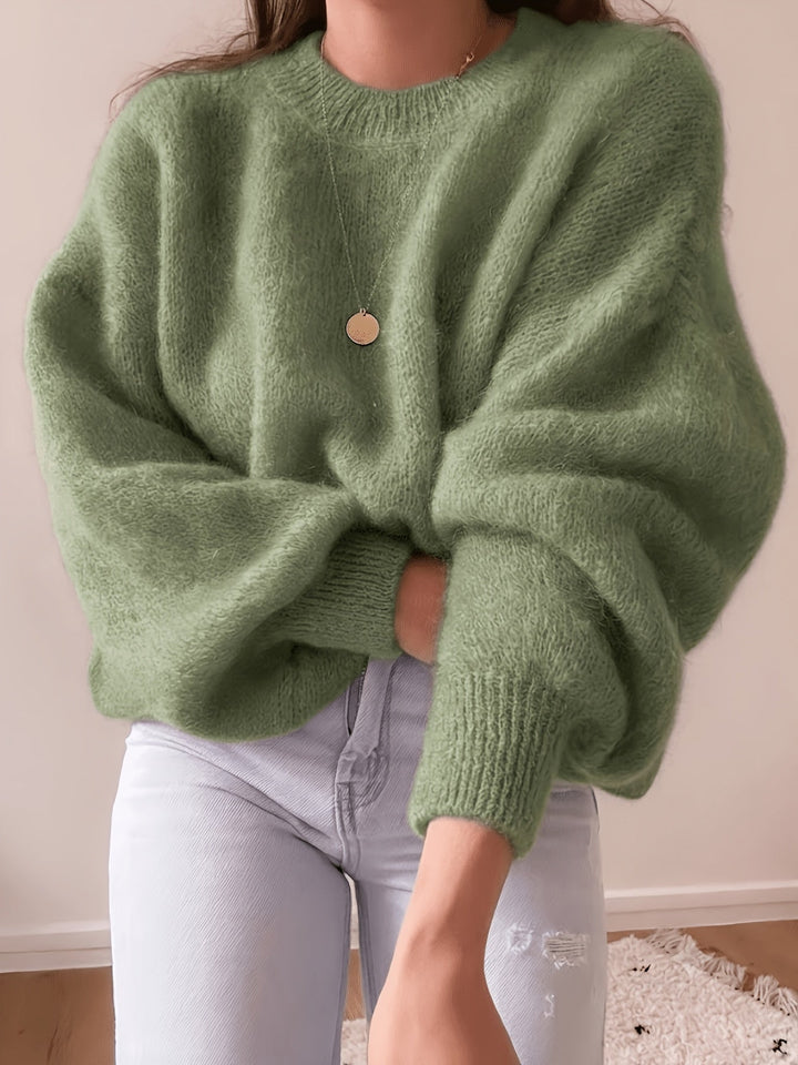 Margaretha - Camisola de Malha Com Gola Redonda e Mangas Balão