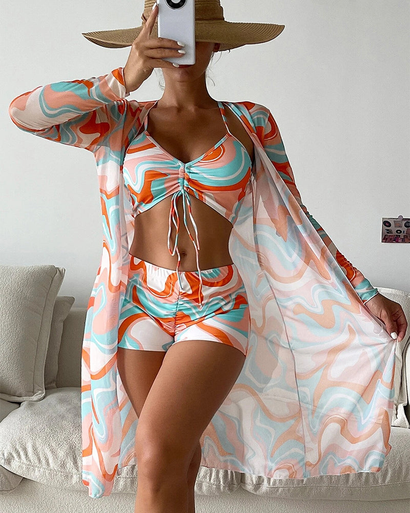Silvija - Conjunto De Biquíni Estampado De 3 Peças