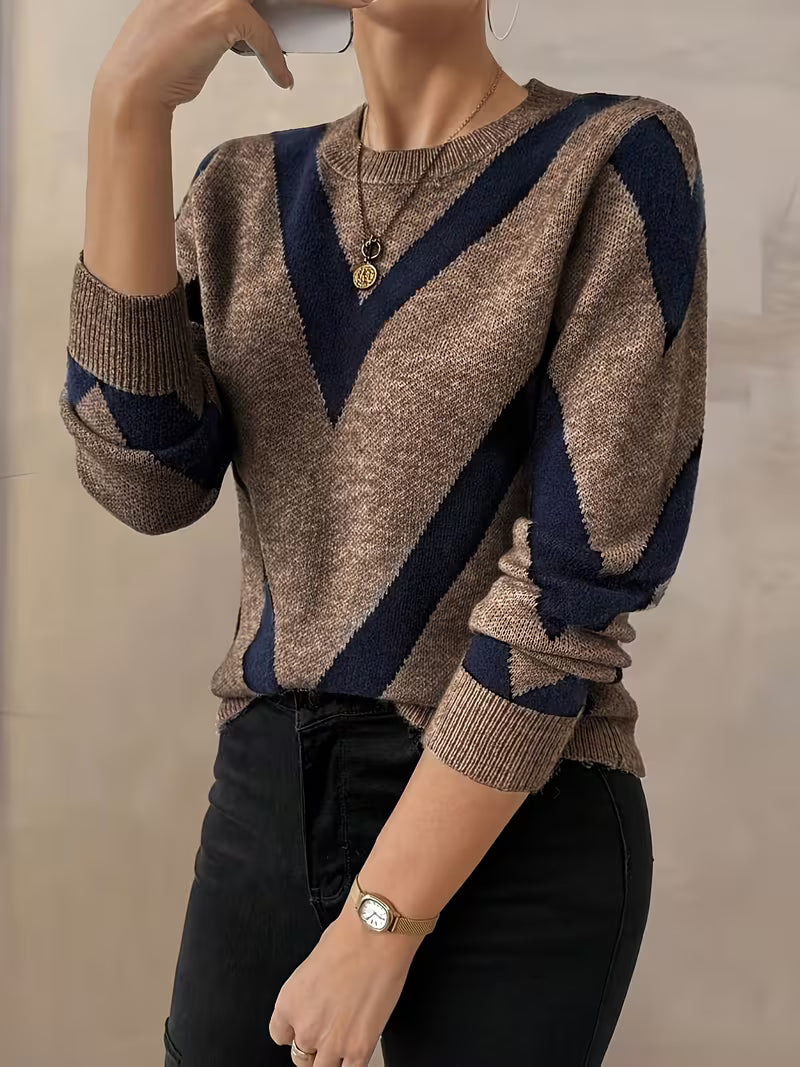 Minaza - Camisola De Gola Redonda Com Padrão Geométrico