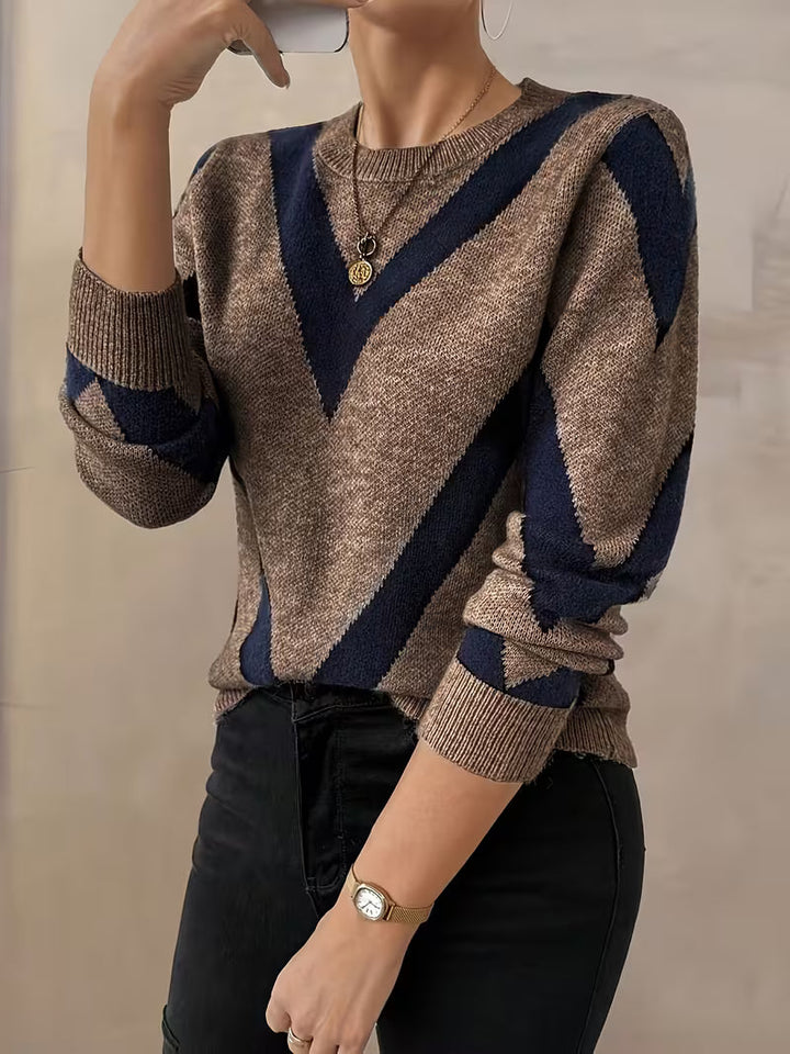 Minaza - Camisola De Gola Redonda Com Padrão Geométrico