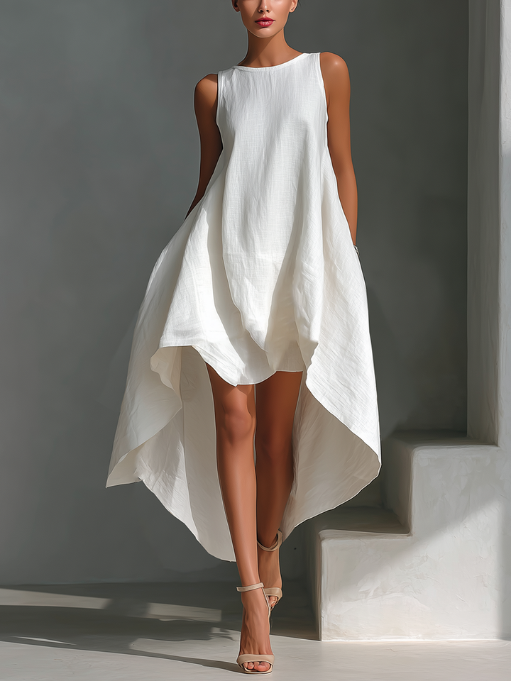Alyna - Vestido Midi Sem Mangas Com Bainha Assimétrica