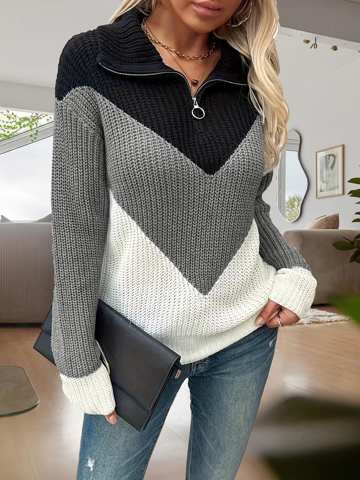 Fagina - Camisola Elegante De Malha Com Meio Fecho