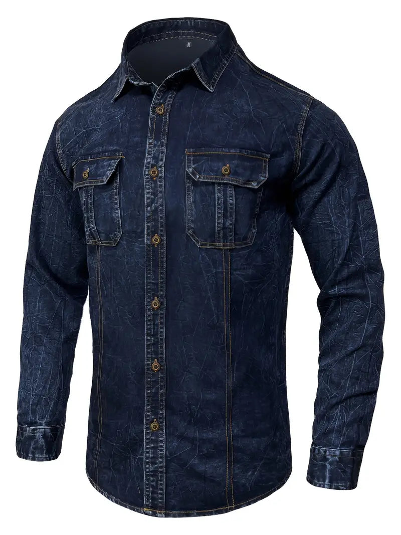 Angelo - Camisa de Ganga com Bolsos Frontais com Botões
