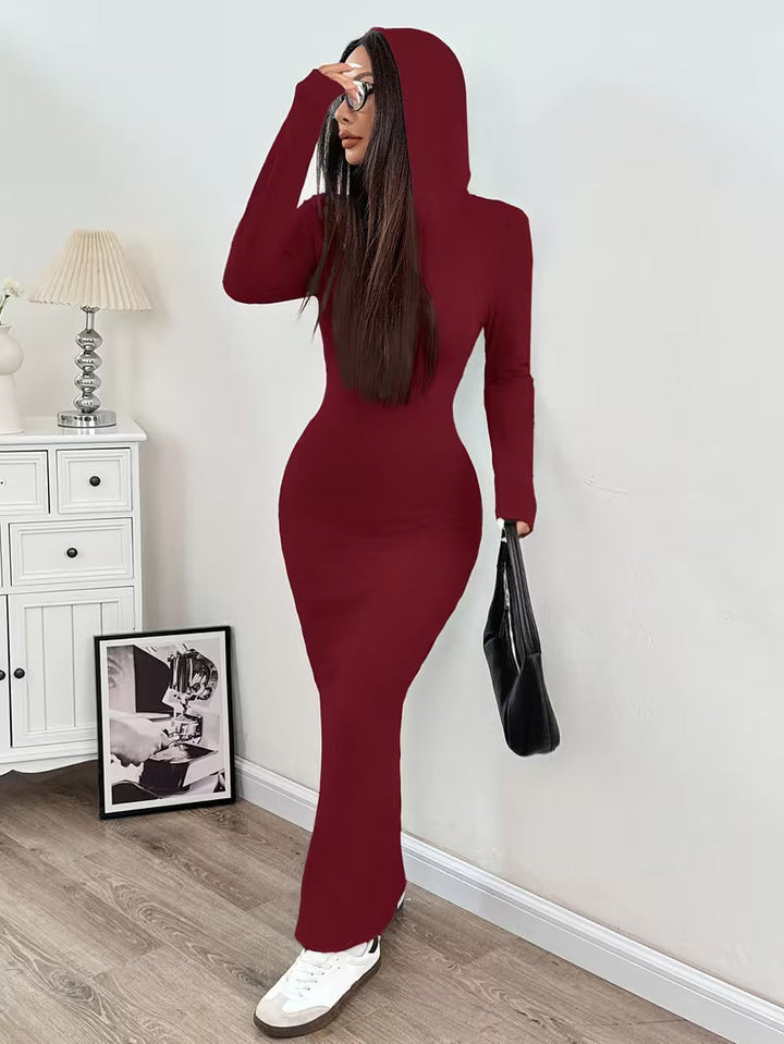 Dahye - Vestido Maxi De Manga Comprida Com Capuz