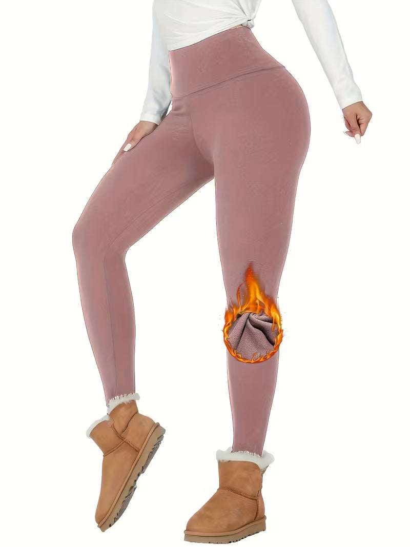 Linzay - Leggings De Cintura Alta Com Forro Térmico Em Velo