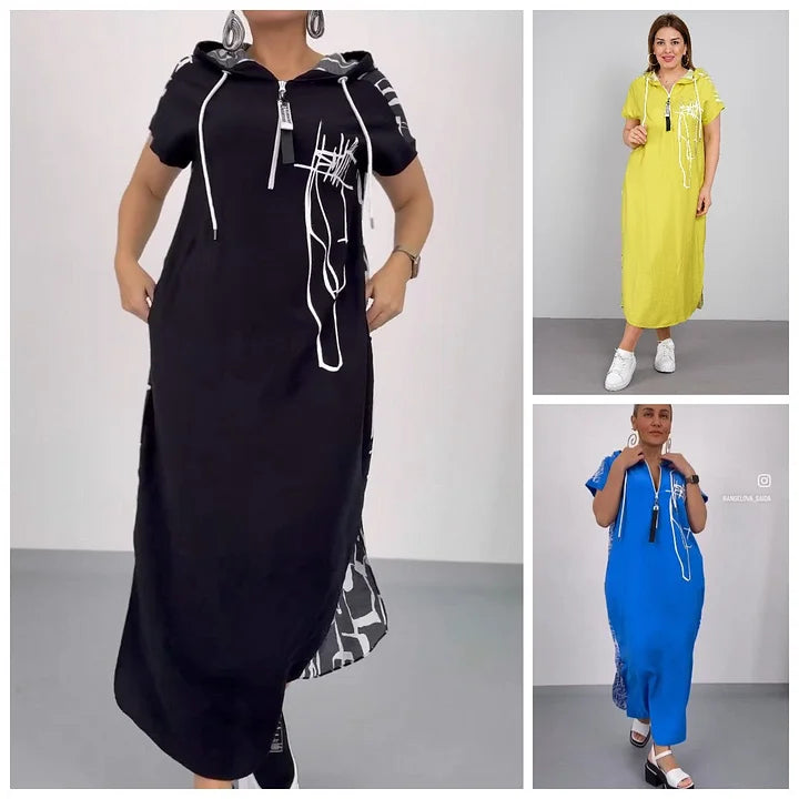 Filiz - Vestido Comprido e Elegante Com Capuz