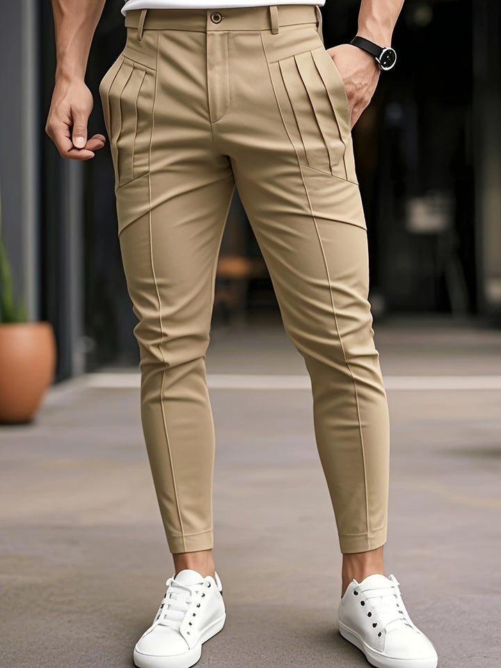 Alexey - Casual Slim Fit Pleated Pant Slant Pocket
