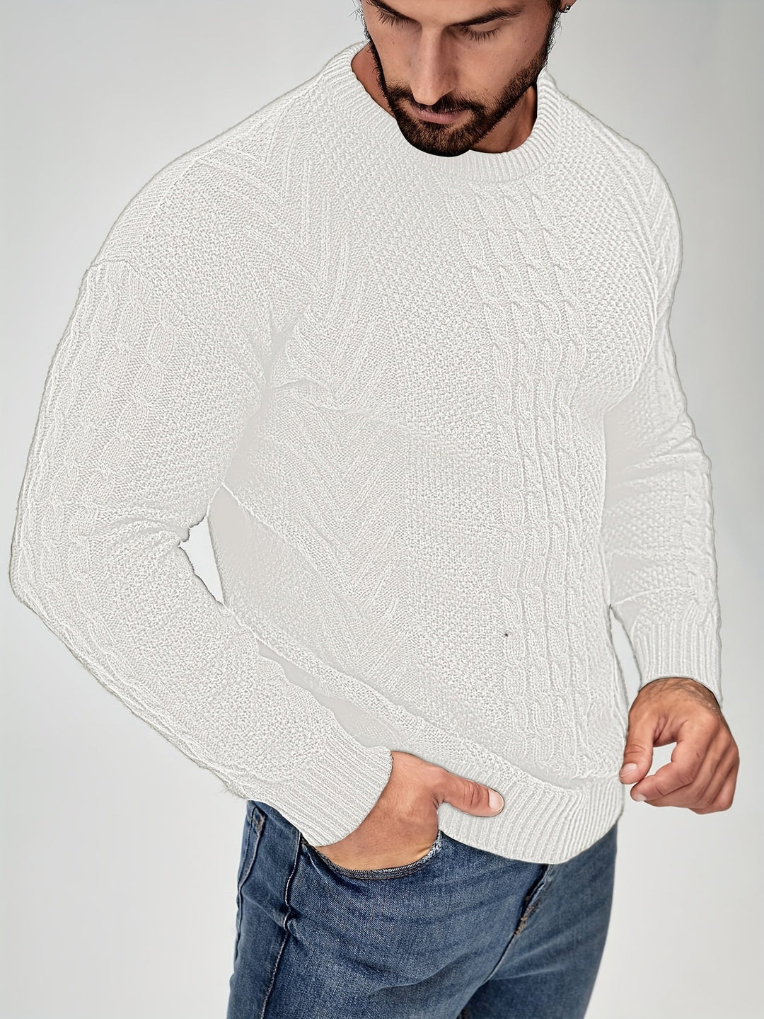 Eiduks - Camisola Clássica de Gola Redonda com Ponto Trançado