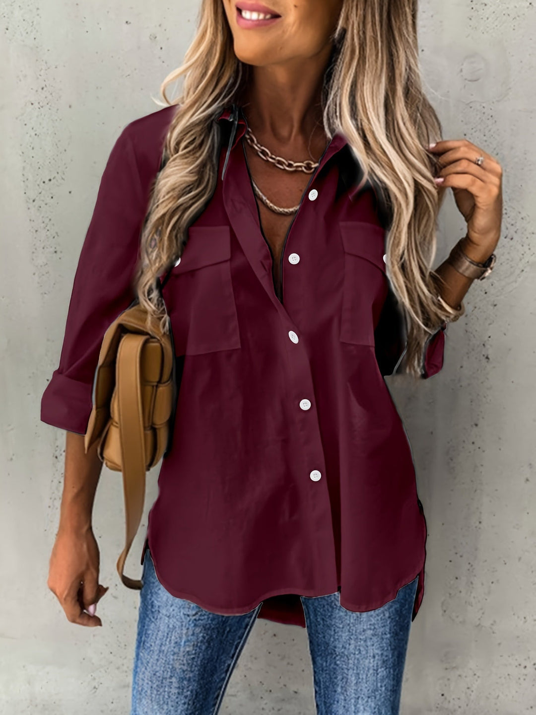 Aziza - Camisa Clássica De Manga Comprida Com Botões