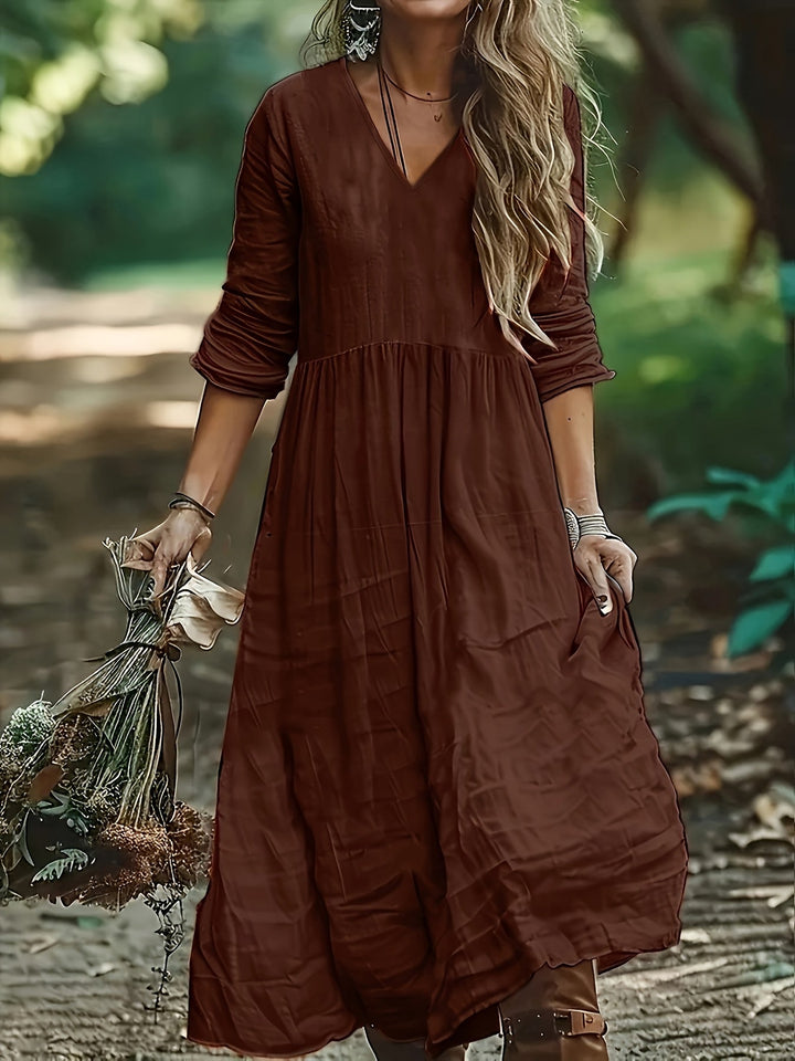 Shirron - Vestido Comprido Elegante Com Decote em V