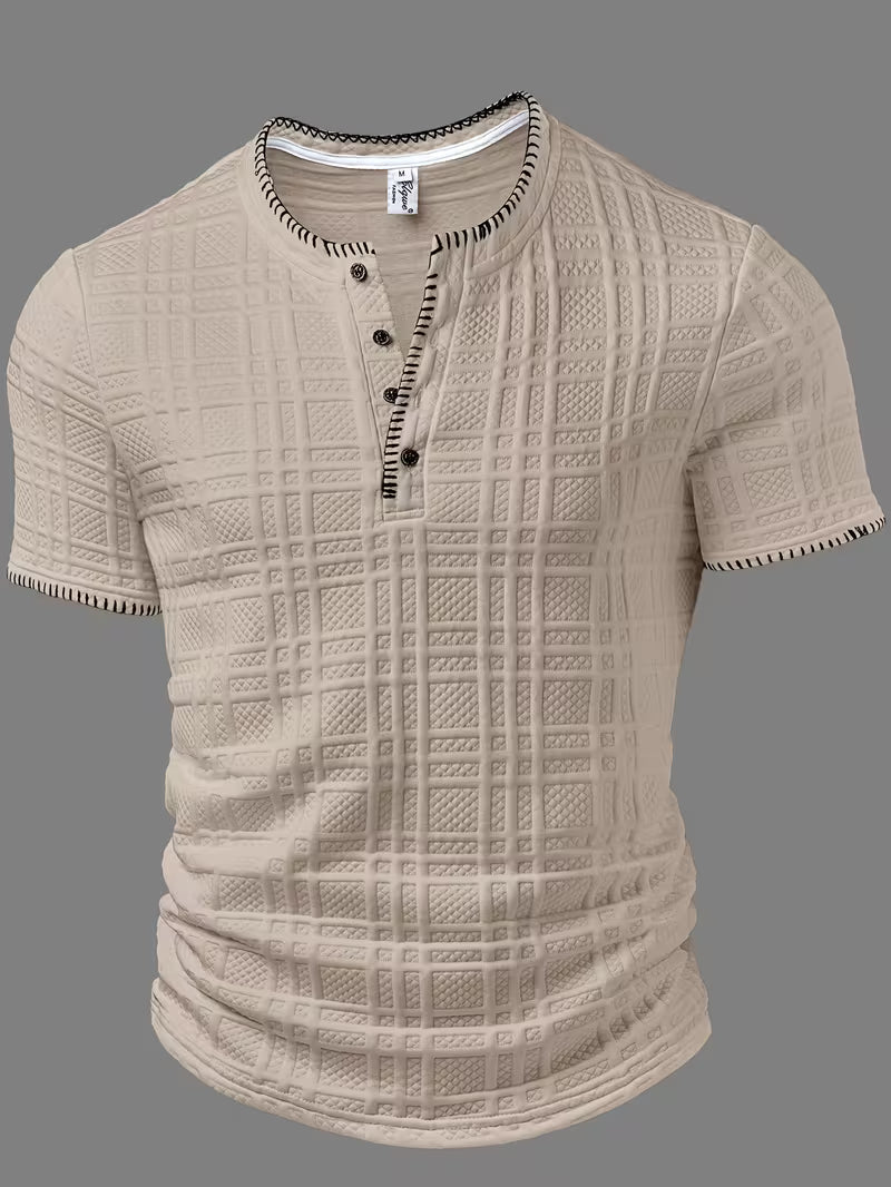 Layton - Camiseta Henley De Manga Curta Com Textura