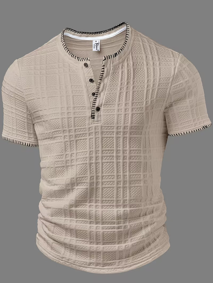 Layton - Camiseta Henley De Manga Curta Com Textura