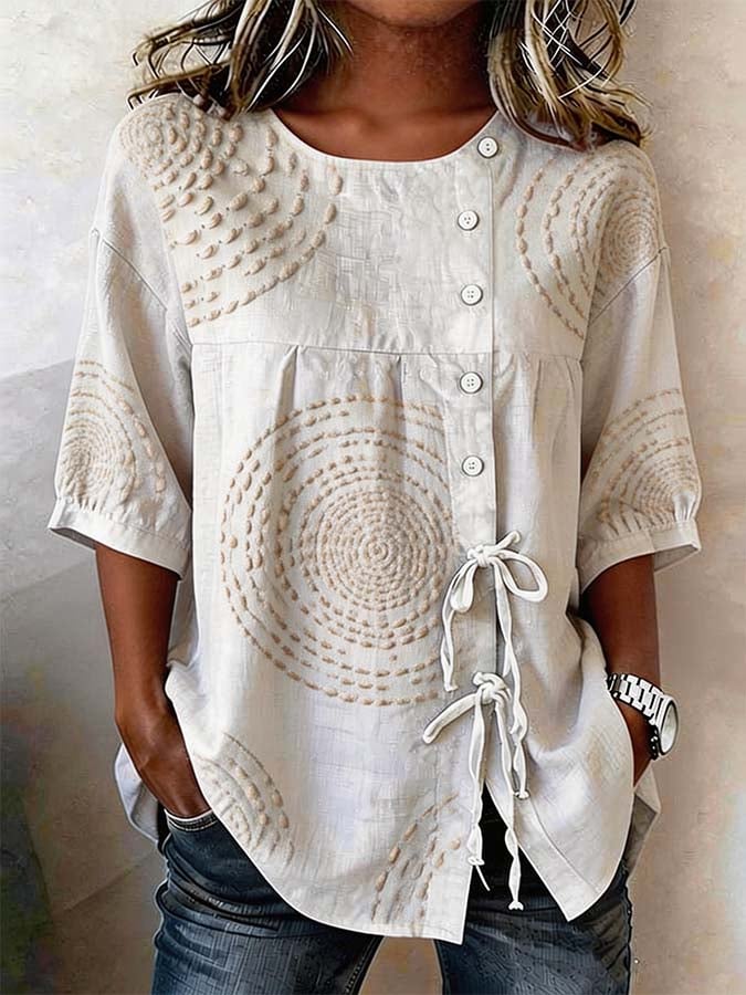 Hydda - Blusa Bordada Com Botões à Frente