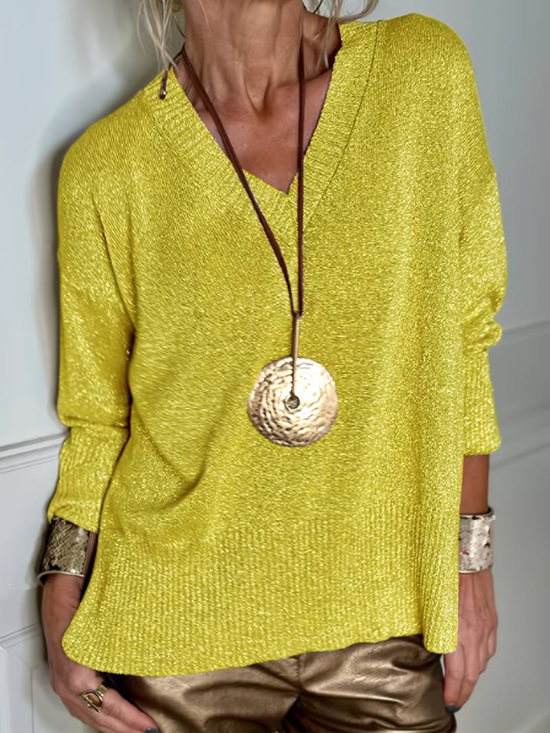 Migle - Camisola De Manga Comprida Com Decote Em V