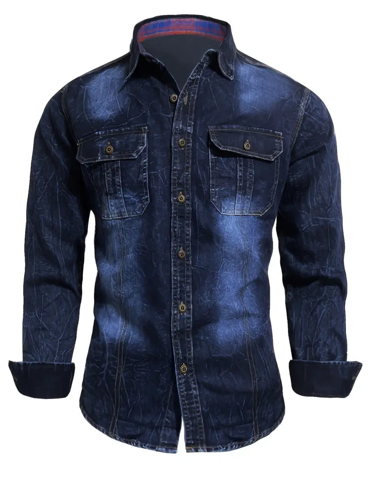 Angelo - Camisa de Ganga com Bolsos Frontais com Botões