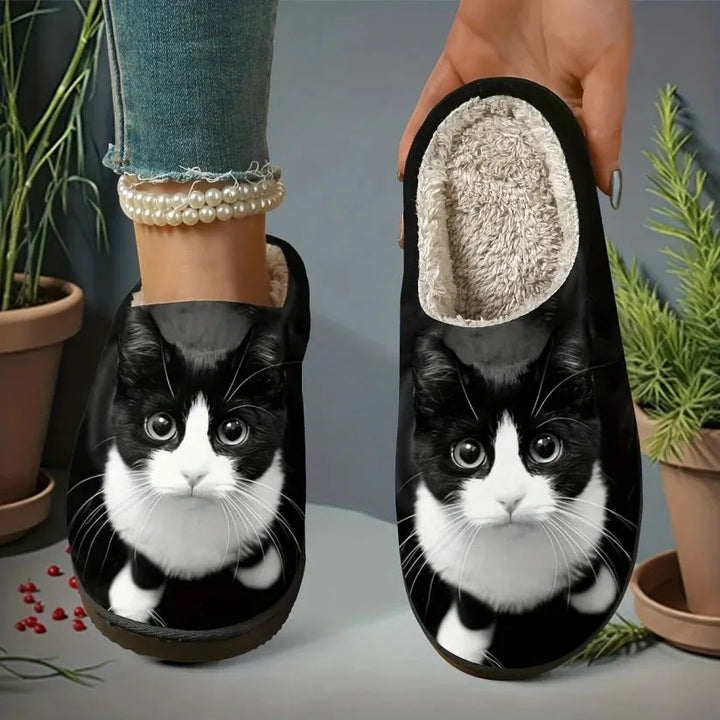 Miane - Chinelos Elegantes Com Padrão De Gato