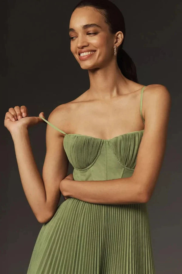 Nahia - Vestido Maxi Plissado Com Corpete