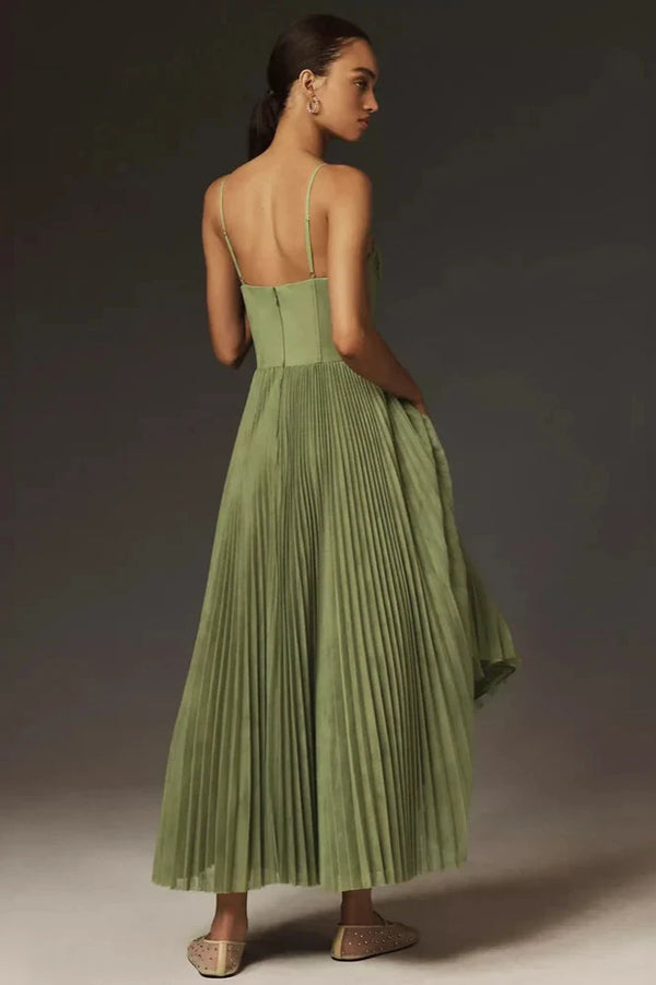 Nahia - Vestido Maxi Plissado Com Corpete