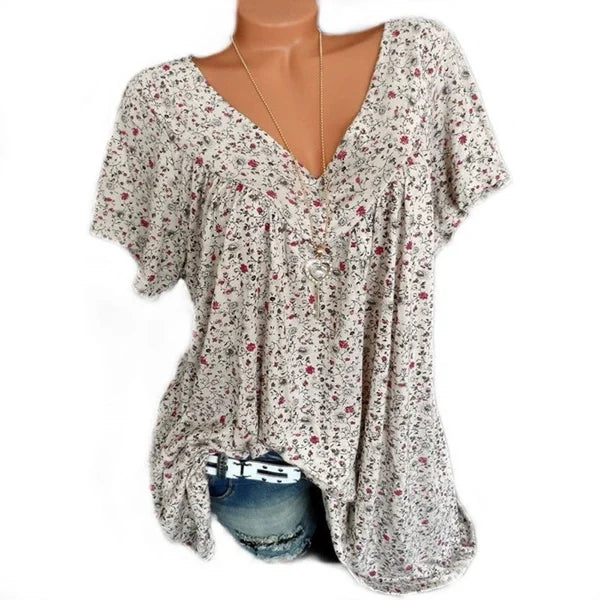 Sarita - Blusa De Manga Curta Com Estampado Floral
