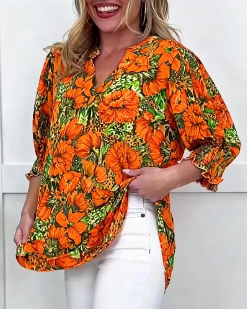 Niliza - Blusa Floral De Manga Curta