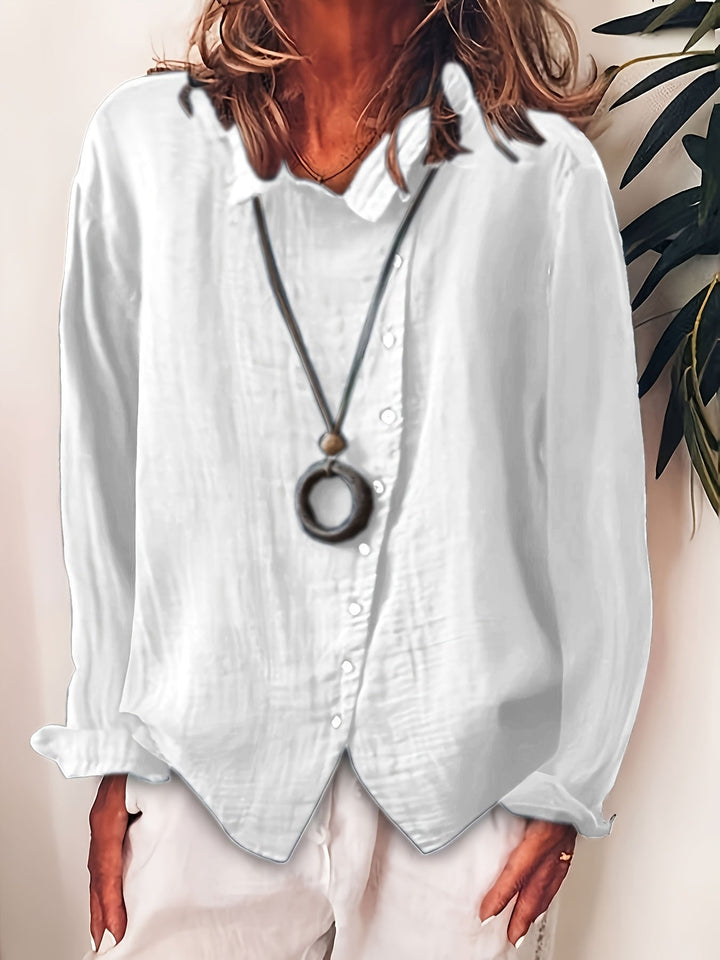 Ristia - Blusa Casual De Manga Comprida Com Botões