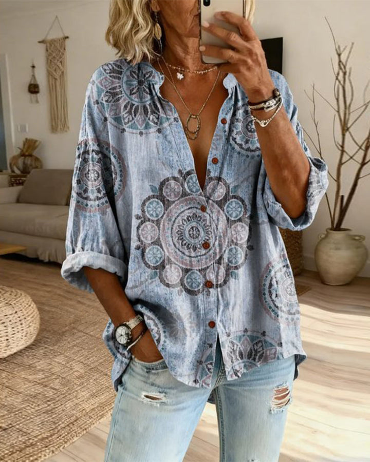 Nirita - Camisa De Manga Comprida Com Padrão Mandala