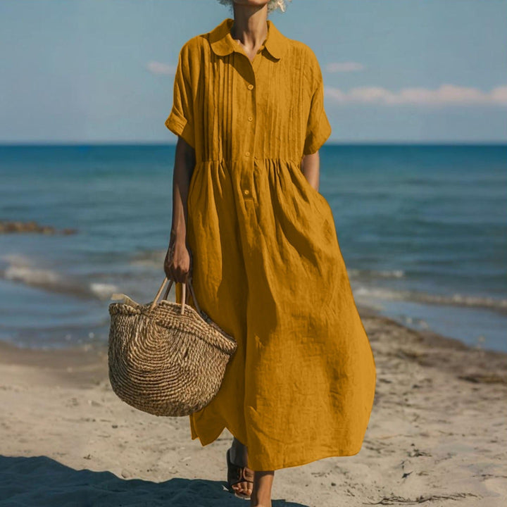 Janny - Vestido Camisa Elegante e Esvoaçante em Algodão