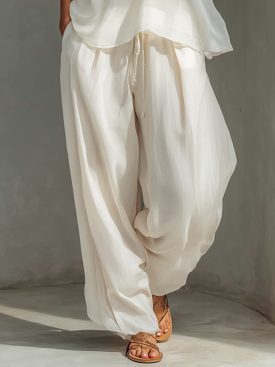 Olivian - Conjunto de top sem Mangas em Chiffon e Calças Largas