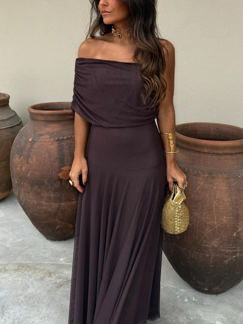Dainia - Vestido Maxi De Malha Com Um Ombro