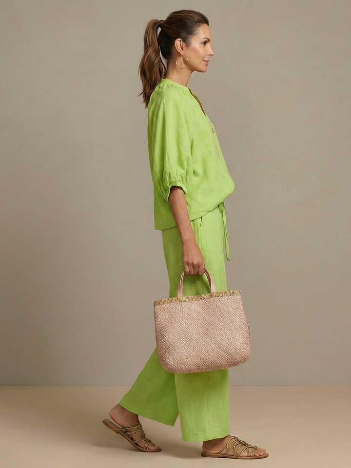 Sharina - Conjunto Composto Por Blusa Com Fecho E Calças De Perna Larga