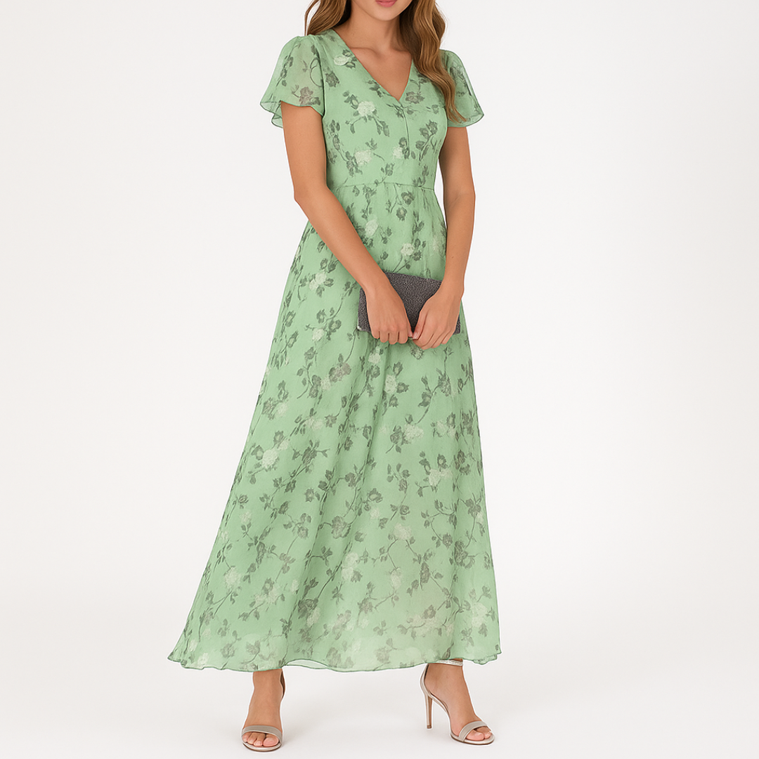 Danielle - Vestido Elegante com Decote em V que Cobre a Barriga
