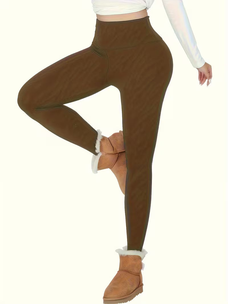 Linzay - Leggings De Cintura Alta Com Forro Térmico Em Velo