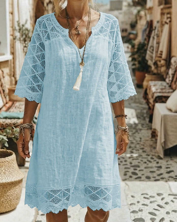 Kilina - Vestido Com Decote Em V e Patchwork De Renda