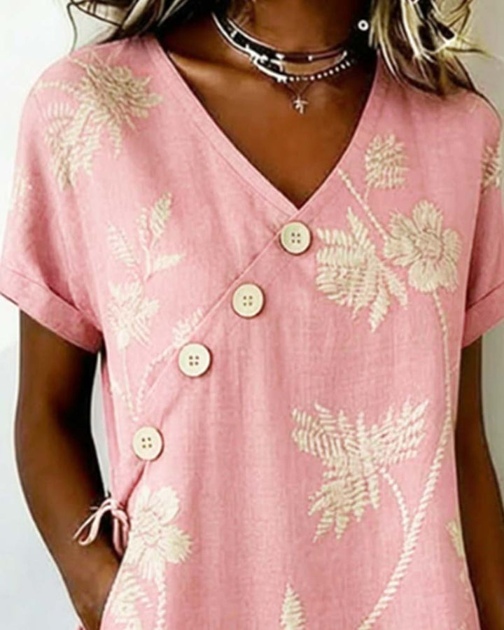 Celmira - Mini Vestido Com Estampado De Botões Na Diagonal