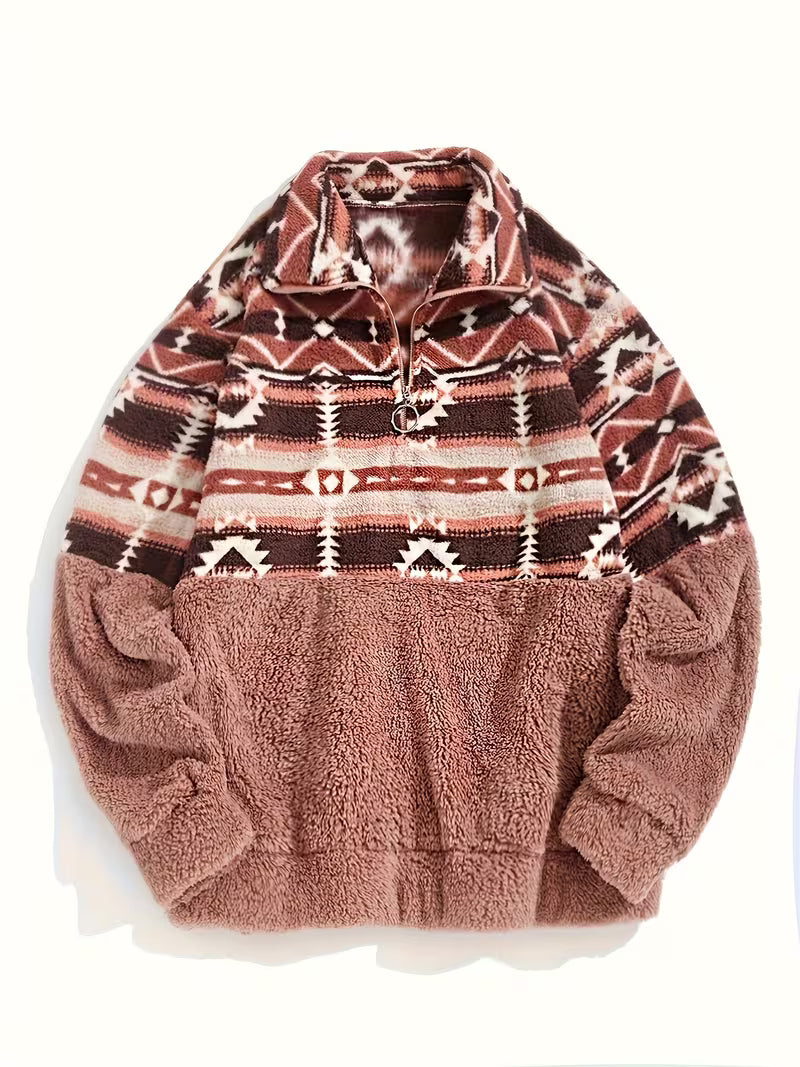 Limina - Camisola Teddy com meio fecho e padrão geométrico