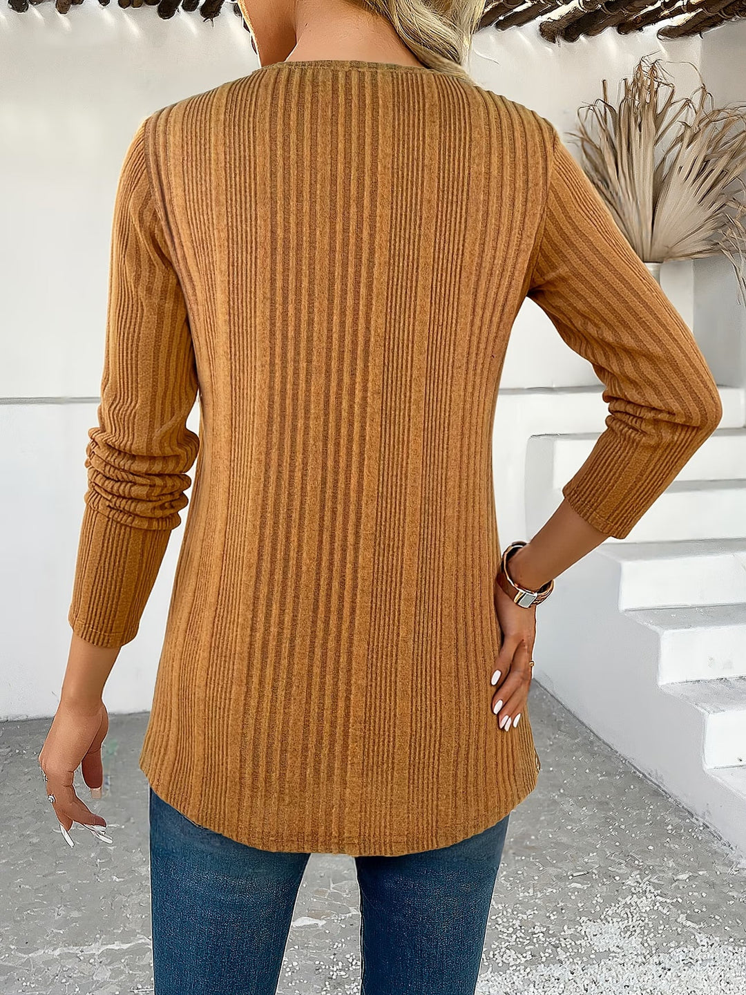 Lizeth - Camiseta De Manga Comprida Com Gola Redonda
