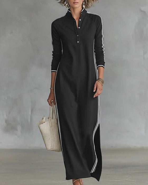 Sirilak - Vestido Com Decote Em V E Botões Contrastantes
