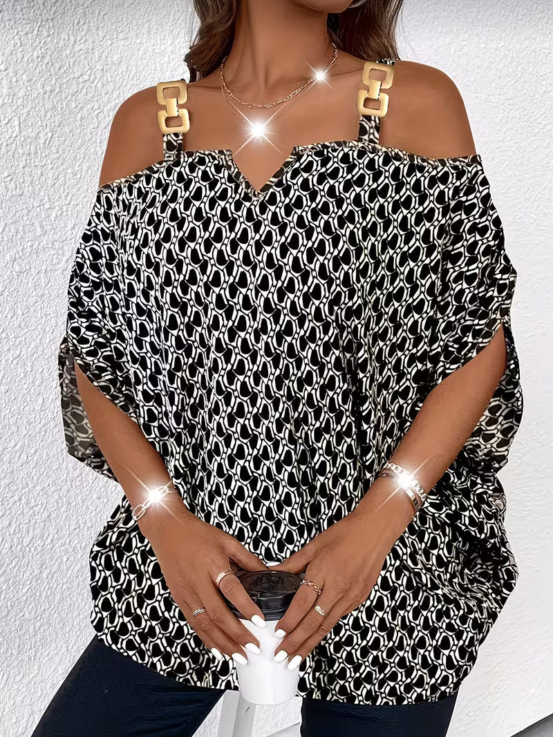 Shae - Top Casual Com Estampado e Ombros à Vista