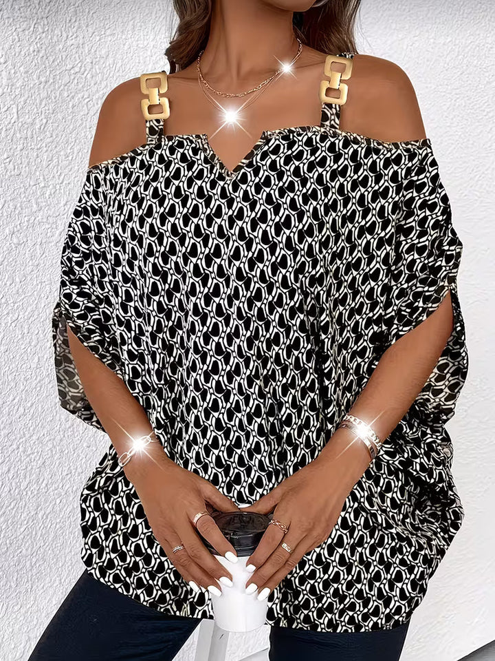 Shae - Top Casual Com Estampado e Ombros à Vista