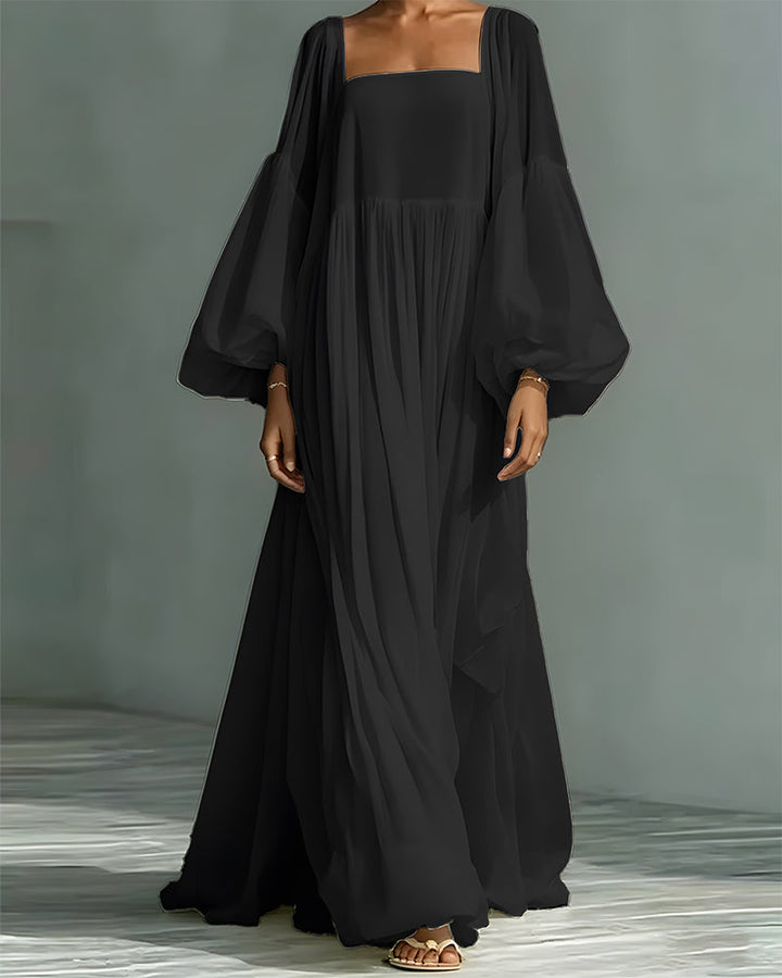 Nunila - Vestido Maxi «Fada» Com Decote Quadrado