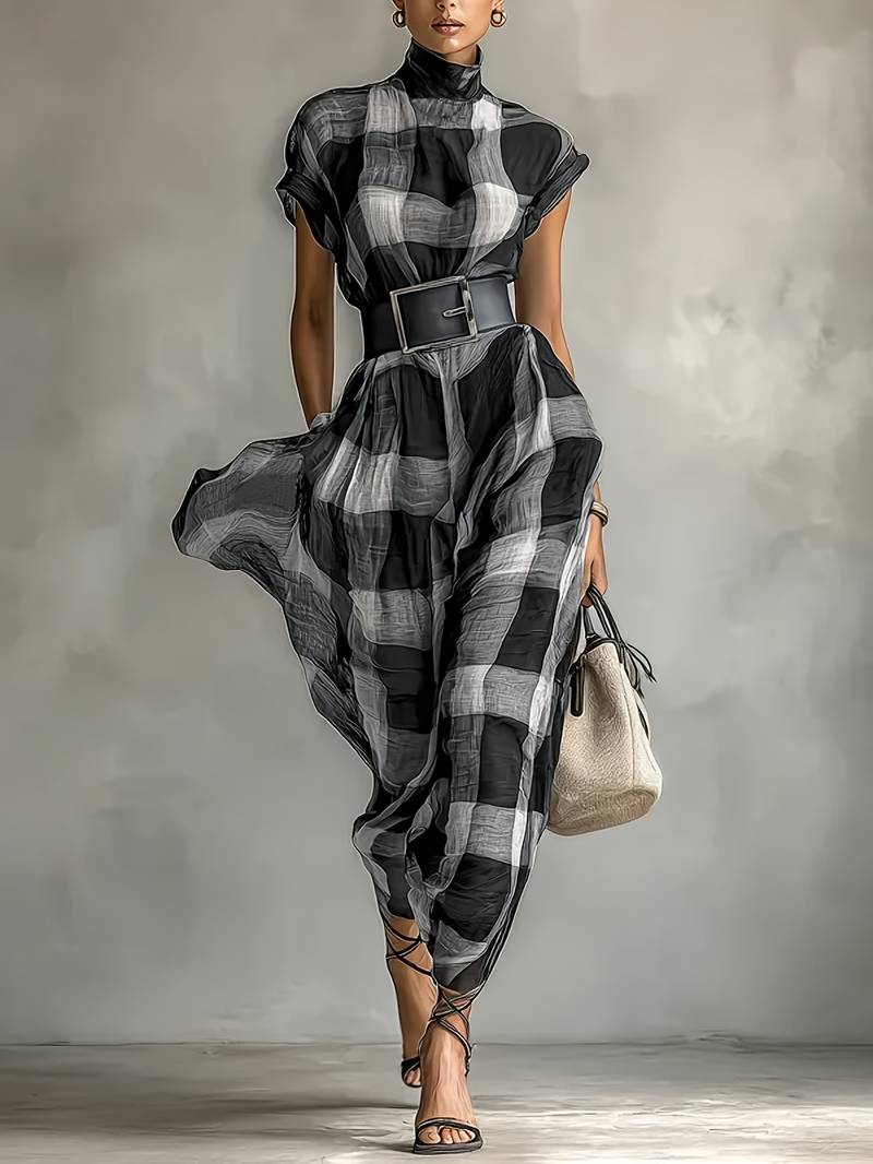 Nethara - Vestido Elegante de Outono Com Cinto