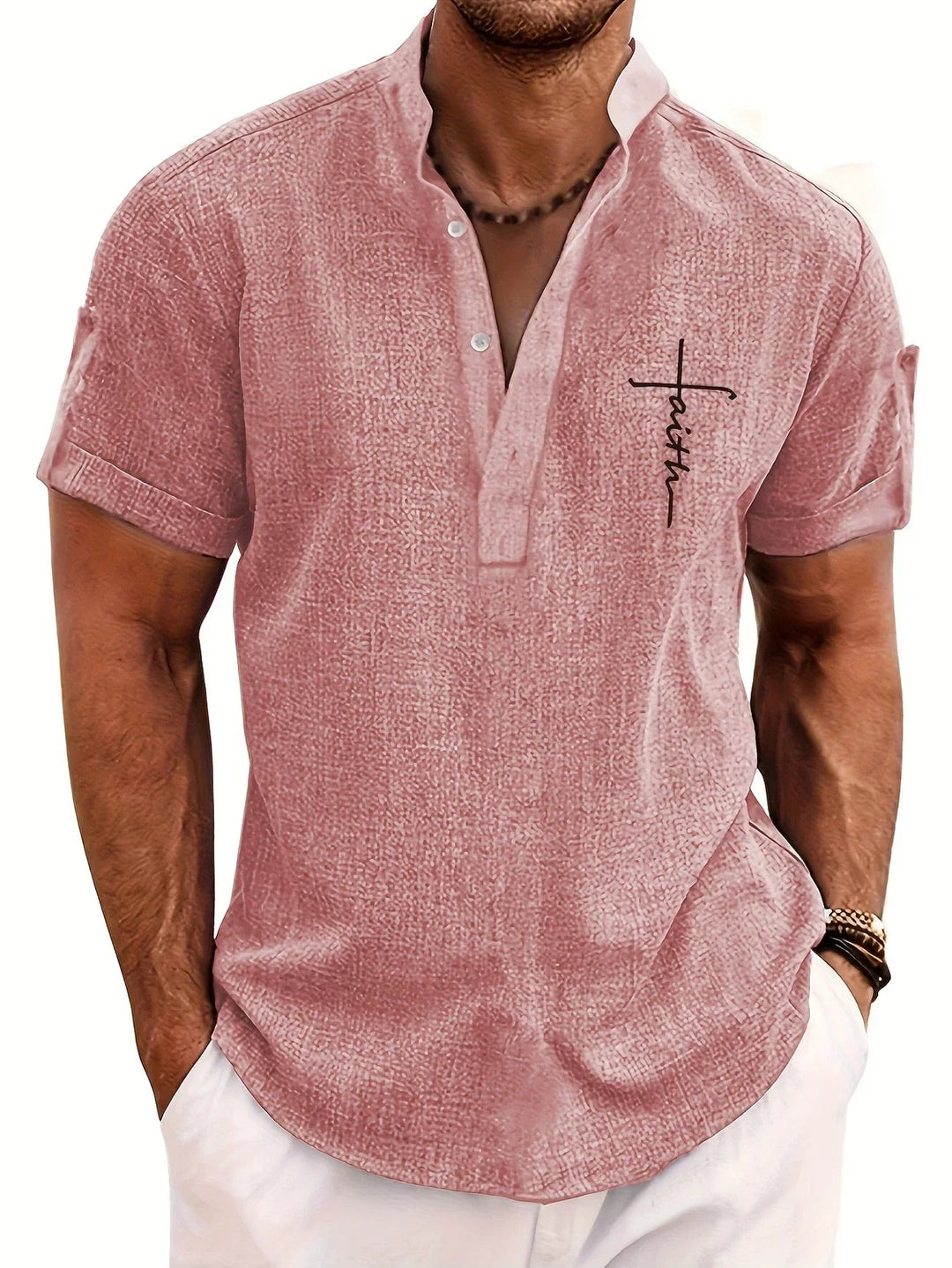 Samuelson - Camisa Elegante De Manga Curta Com Gola