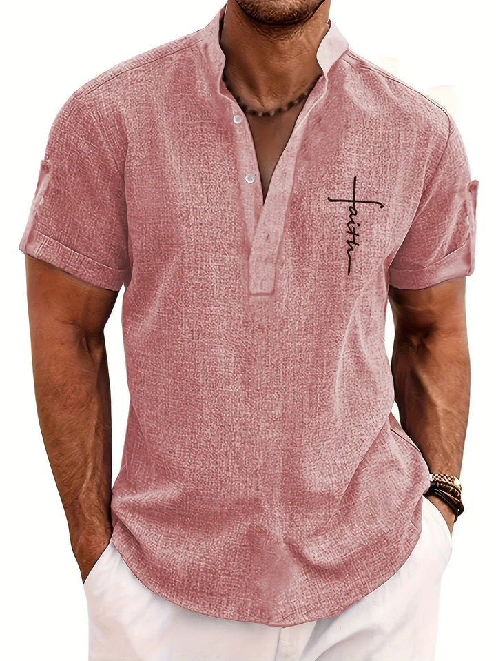 Samuelson - Camisa Elegante De Manga Curta Com Gola