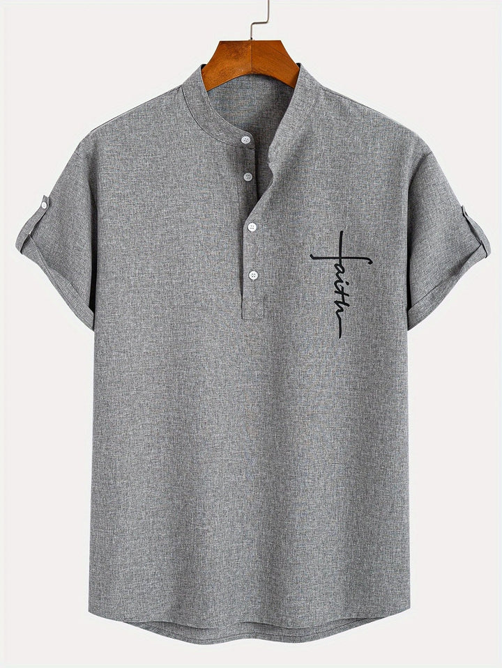 Samuelson - Camisa Elegante De Manga Curta Com Gola