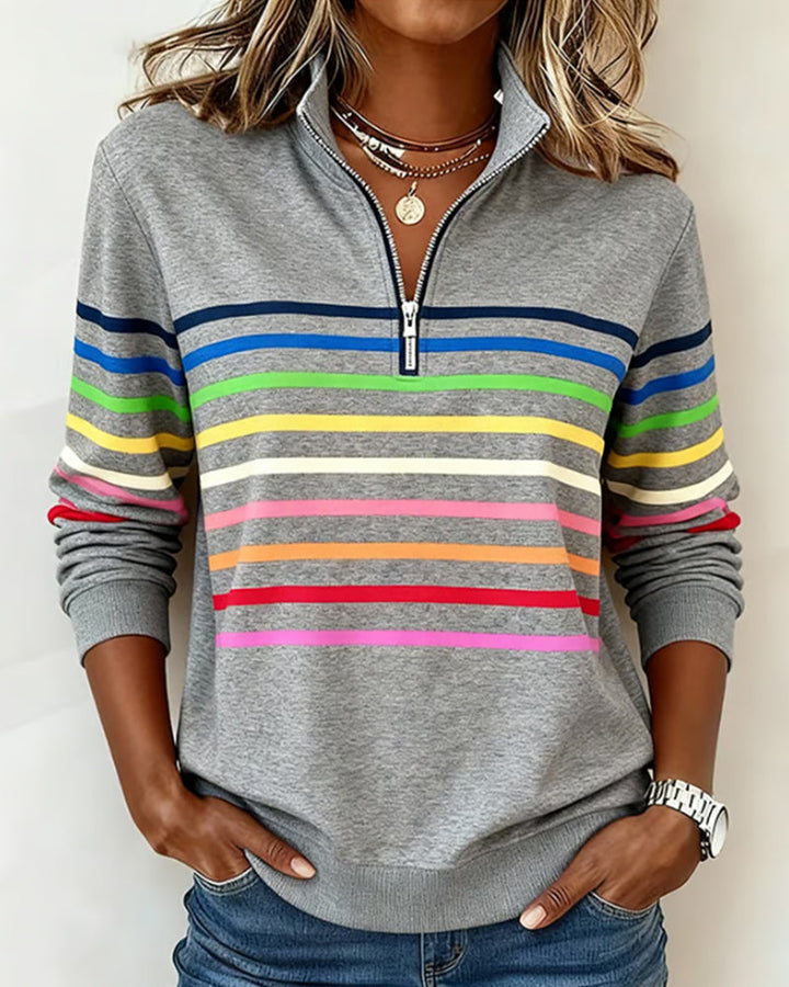 Josyna - Camisola Com Zíper de um Quarto às Riscas