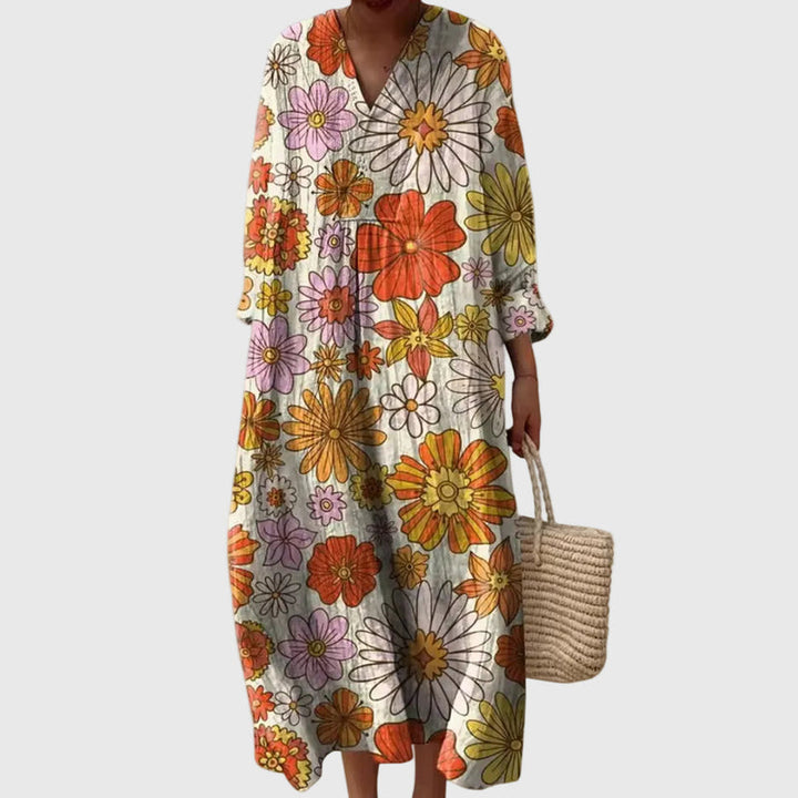 Elyana - Vestido Midi Oversized Com Decote em V