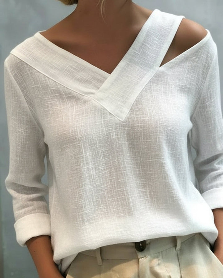 Makeeta - Top Elegante Com Decote Em V e Alças