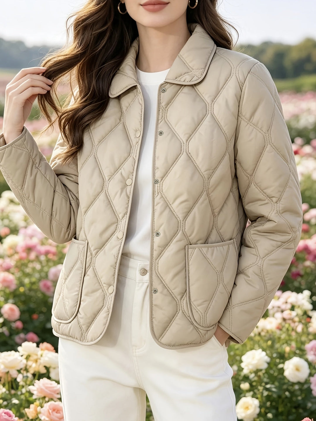 Laurelle - Casaco Acolchoado De Corte Largo Elegante E Chique