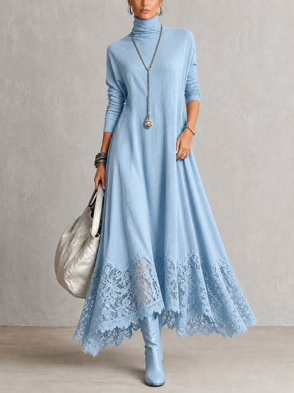 Albria - Vestido Maxi de Manga Comprida com Estilo Vintage